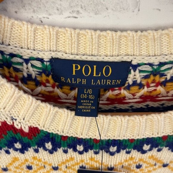 NWT! Boy’s POLO Ralph Lauren snowflake cotton & wool blend sweater Lg (14/16) - Picture 3 of 6